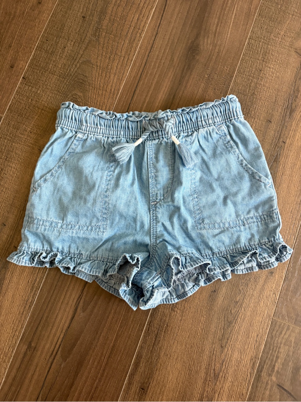 GAP Light Blue Ruffle-Trim Denim Shorts